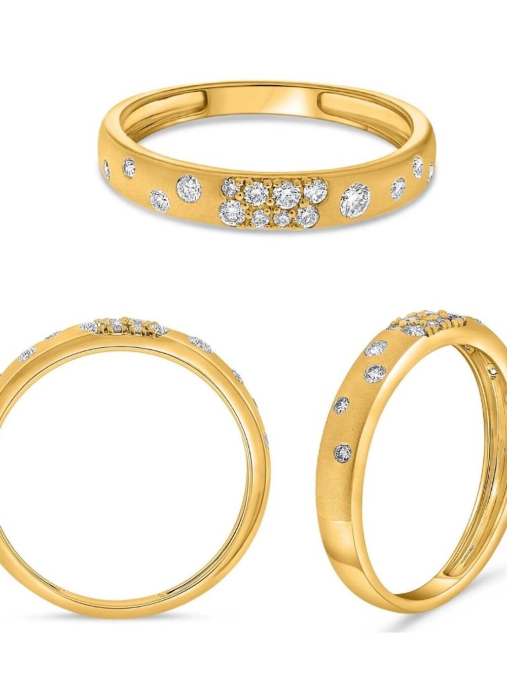 Roman & Jules 14K Yellow Gold Sandblast Round Diamond Band 0.21 CTW Size 6.5